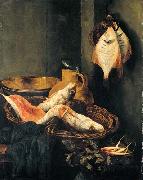 BEYEREN, Abraham van Still-Life with Fish in Basket oil painting on canvas